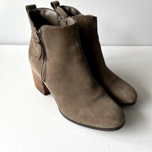 Blondo Waterproof Taupe Suede Double Zip Ankle Boots Size 7.5